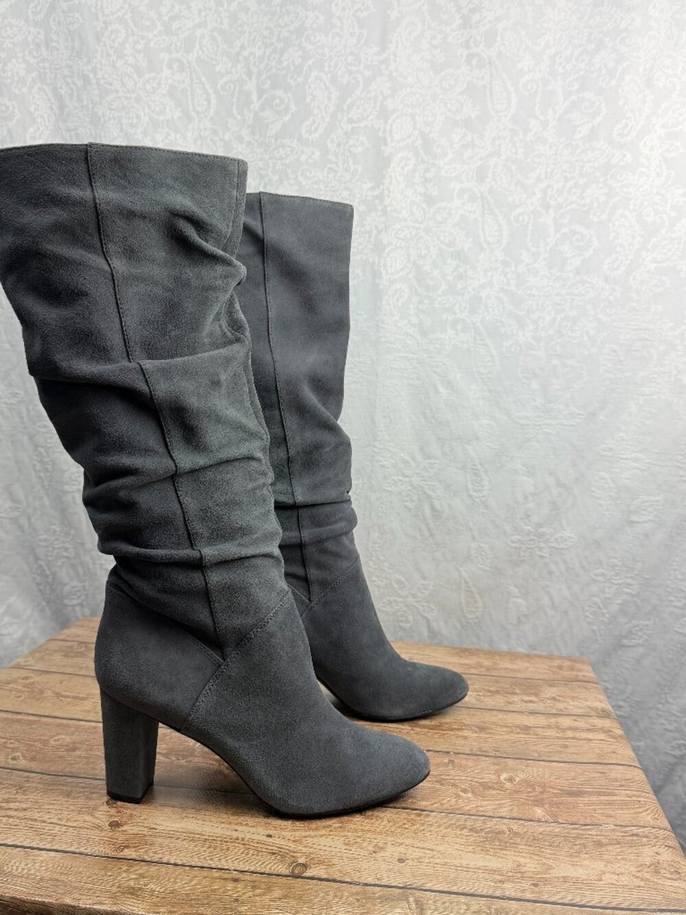 Nine West Gray Slouch Tall Heeled Boots Size 9 Title: Nine West Women's Gray
